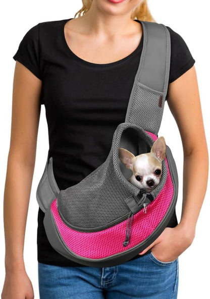 YUDODO Pet Sling Carrier for Small Dogs & Cats – Hands-Free Puppy Carrier with Safety Hook, Large