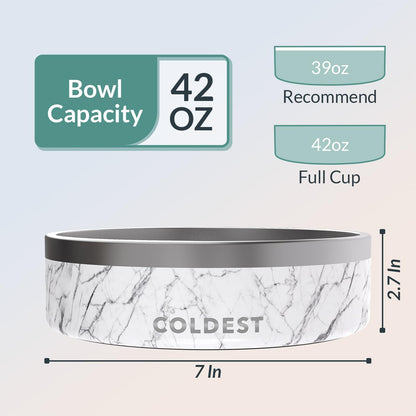 Coldest Dog Bowl - Anti Rust Metal & Non Slip Dog Bowls Large, Spill Proof Heavy Duty 3 Layers