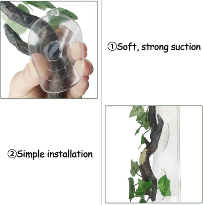 Fhiny 2 PCS Reptile Corner Branch, Resin Climb Tree Branch Decor with Leaves Tank Accessories