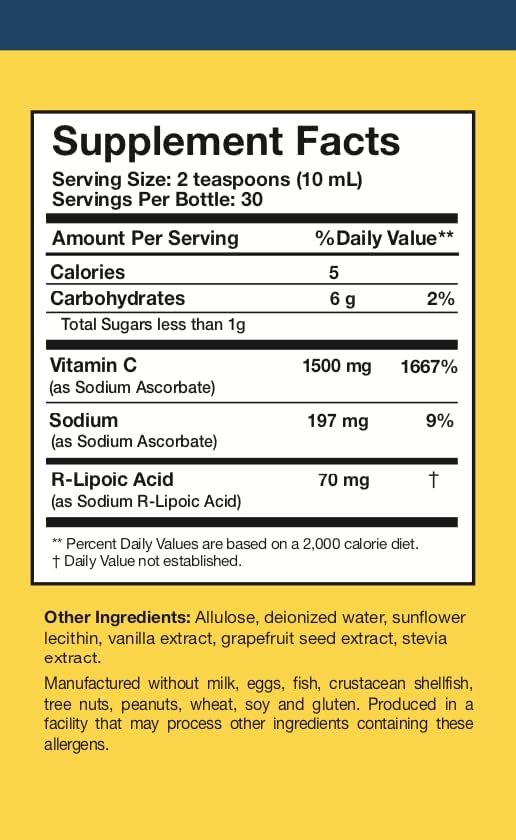 Researched Nutritionals C-RLA - Liposomal Vitamin C with R Lipoic Acid to Support Detox - Vegan &