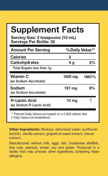 Researched Nutritionals C-RLA - Liposomal Vitamin C with R Lipoic Acid to Support Detox - Vegan &