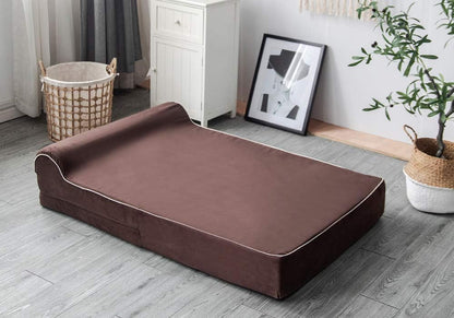 KOPEKS Orthopedic Memory Foam Dog Bed 7" Inch Thick Extra Large Dog Bed With Pillow Brown
