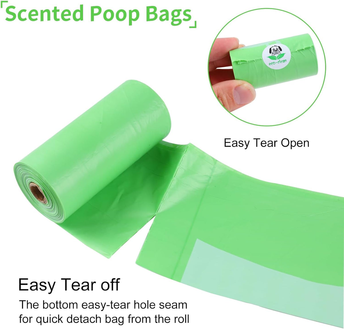 ECO-CLEAN 360 Count Dog Poop Bags with Dispenser, Leak-Proof, Unscented, 0.2 Ltr Capacity