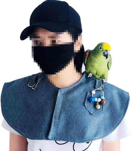 QBLEEV Parrot Anti-Scratch Shoulder Protector Hang Bird Anklet&Toys, Multi-Functional Pet Shoulder