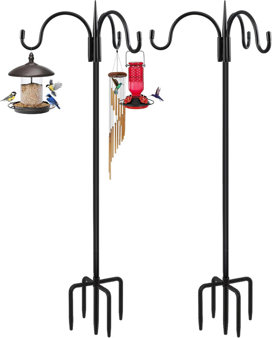 FEED GARDEN [Upgrade Version 92 Inch Three Shepherd Hooks for Outdoor,Bird Feeder Pole with 5 Prong
