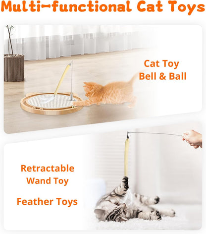3-in-1 Cat Toys, Scratcher, Toys for Indoor Cats, Natural Sisal Scratching Board, Kitten