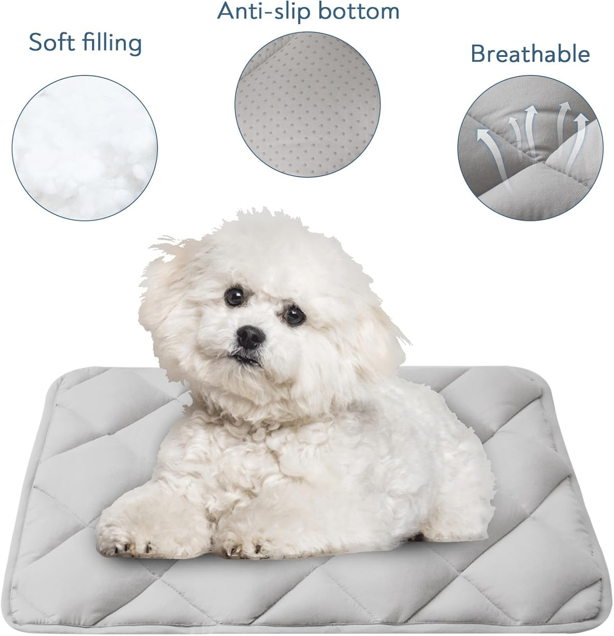 Magik & Kover Dog Crate Pad 2 Pack, Soft Dog Crate Mat with Anti-Slip Bottom, Machine Washable