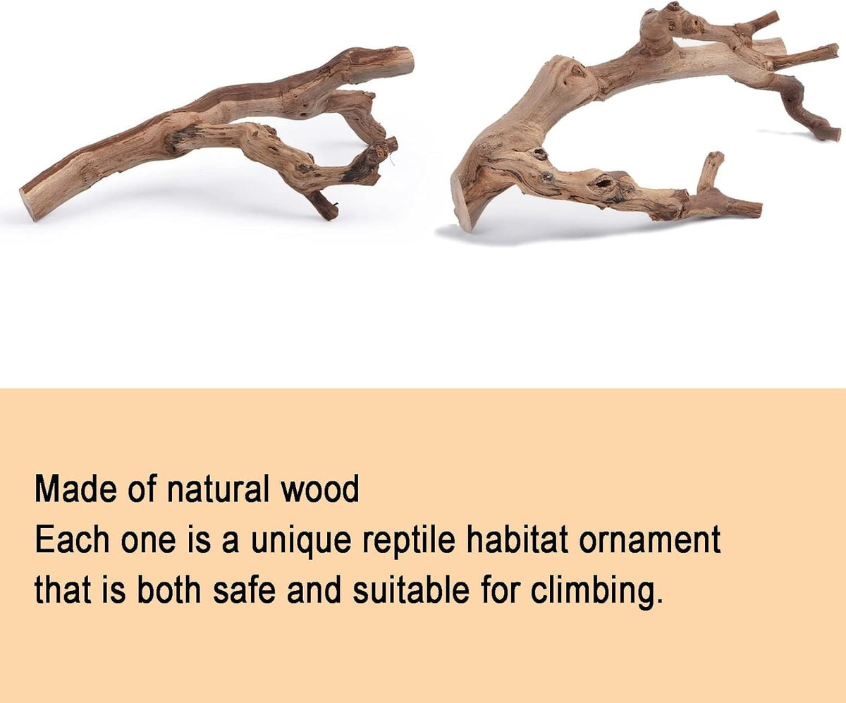 BNOSDM 2PCS Reptile Wood Branches Decor Lizard Habitat Decoration Snake Climbing Branch Accessories