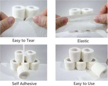 6 Pack 2" x 5 Yards Self Adhesive Bandage Wrap Breathable Cohesive Vet Wrap for Pets, Elastic