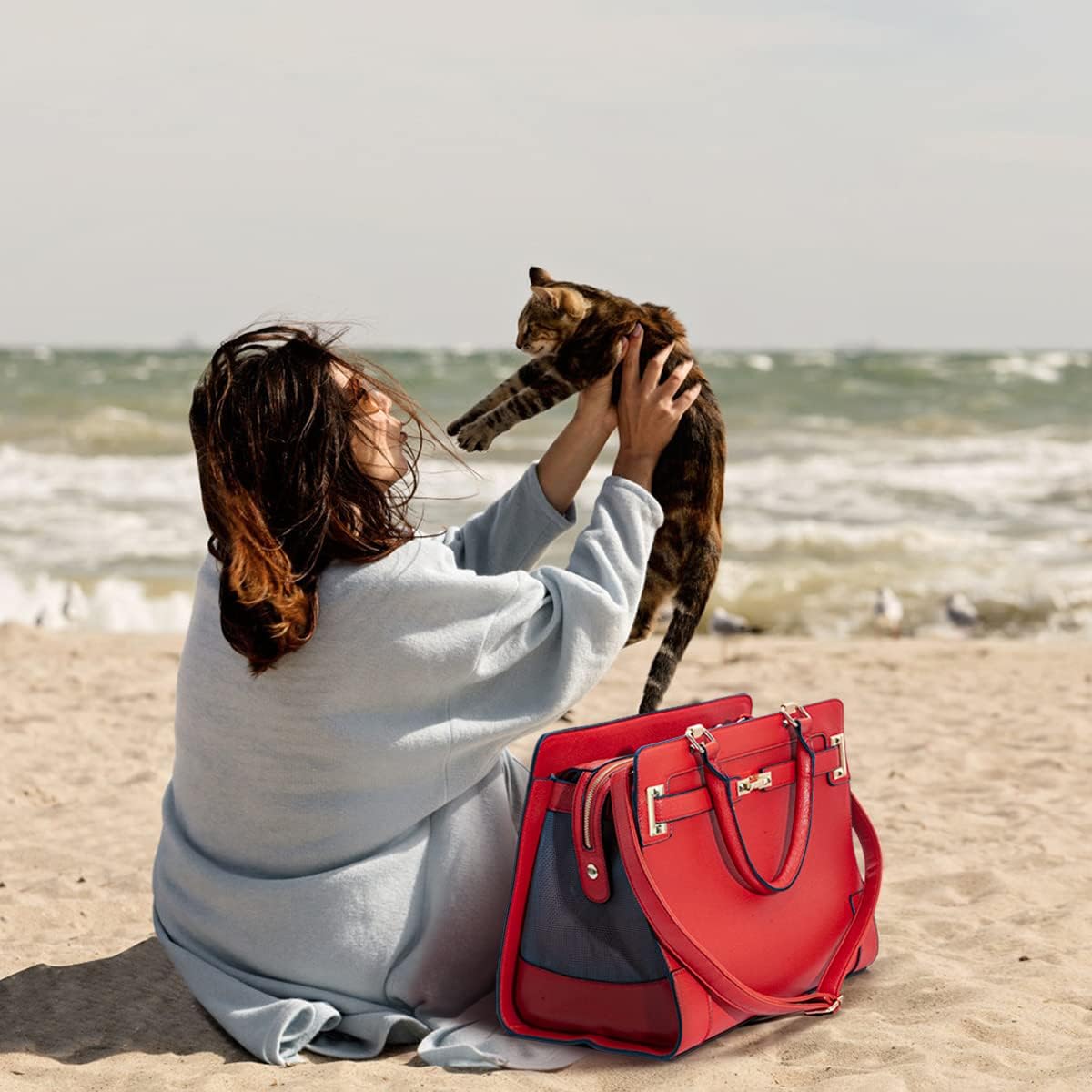 Fashion Pet Carrier Dog Cat Carrier Purse Soft-Sided Leather Handbag Pet Tote Bag for Small Dogs
