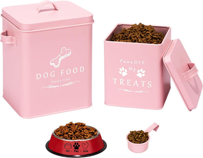 Meraki Home Small Dog Food Container and Dog Treats Container - Tight Lids - Feed Scoop and Pet