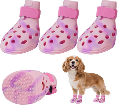 Dog Shoes for Hot Pavement, Adjustable Magic Tape Boots for Small, Medium & Large Dogs, Anti-Slip
