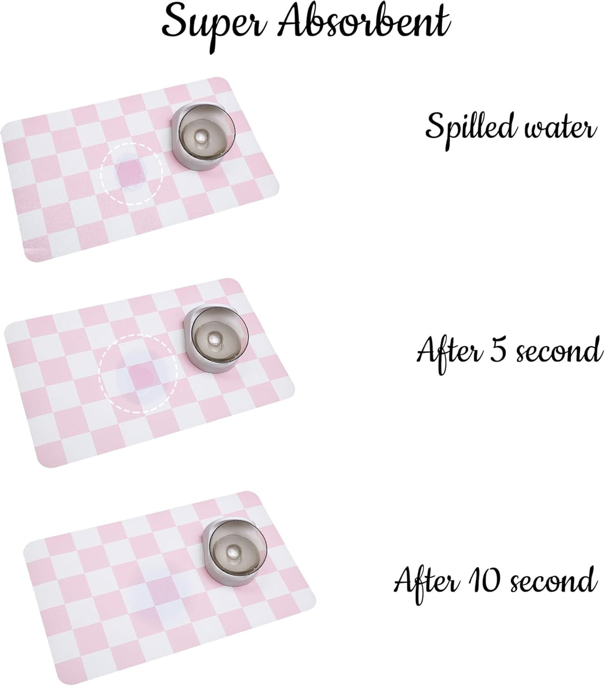 Ralxion Checkered Dog Feeding Mat, Absorbent Mats for Dog Food and Water Bowl, Dispenser, Retro