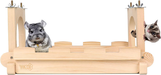 YKD Chinchilla Wood Suspension Bridge, Hanging Large Small Animal Wooden Bridge Platform, Small