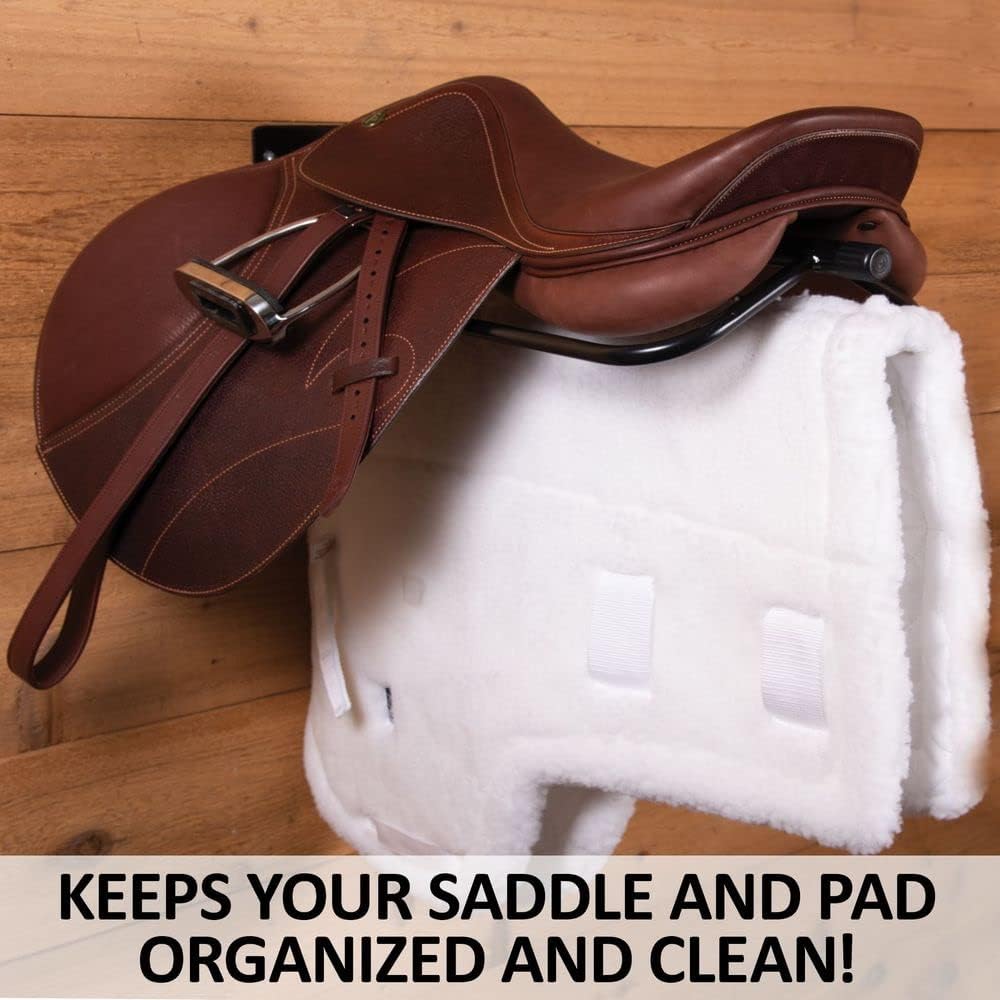 Saddle Rack with Pad Bar for Horse Enthusiast | Heavy-Duty Saddle Rack Wall Mount | Western &
