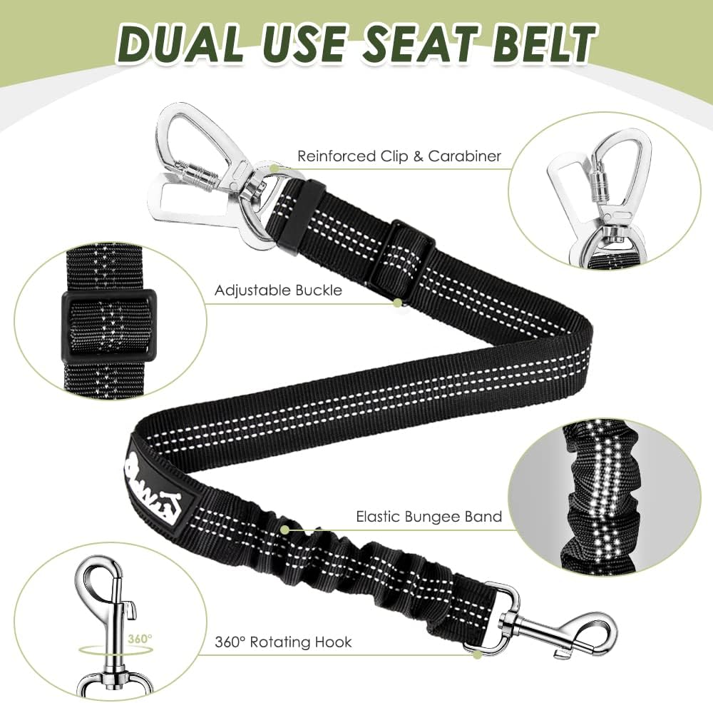 SlowTon Dog Seat Belt Harness for Car, Dog Car Harness Adjustable Mesh Breathable & Dog Seatbelt
