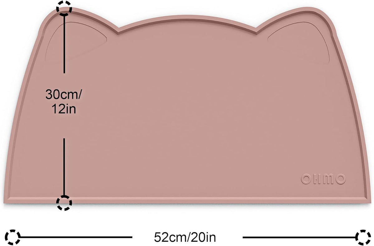 OHMO - Cat Food Mat, Silicone Pet Feeding Mat for Floor Non-Skid Waterproof Dog Water Bowl Tray
