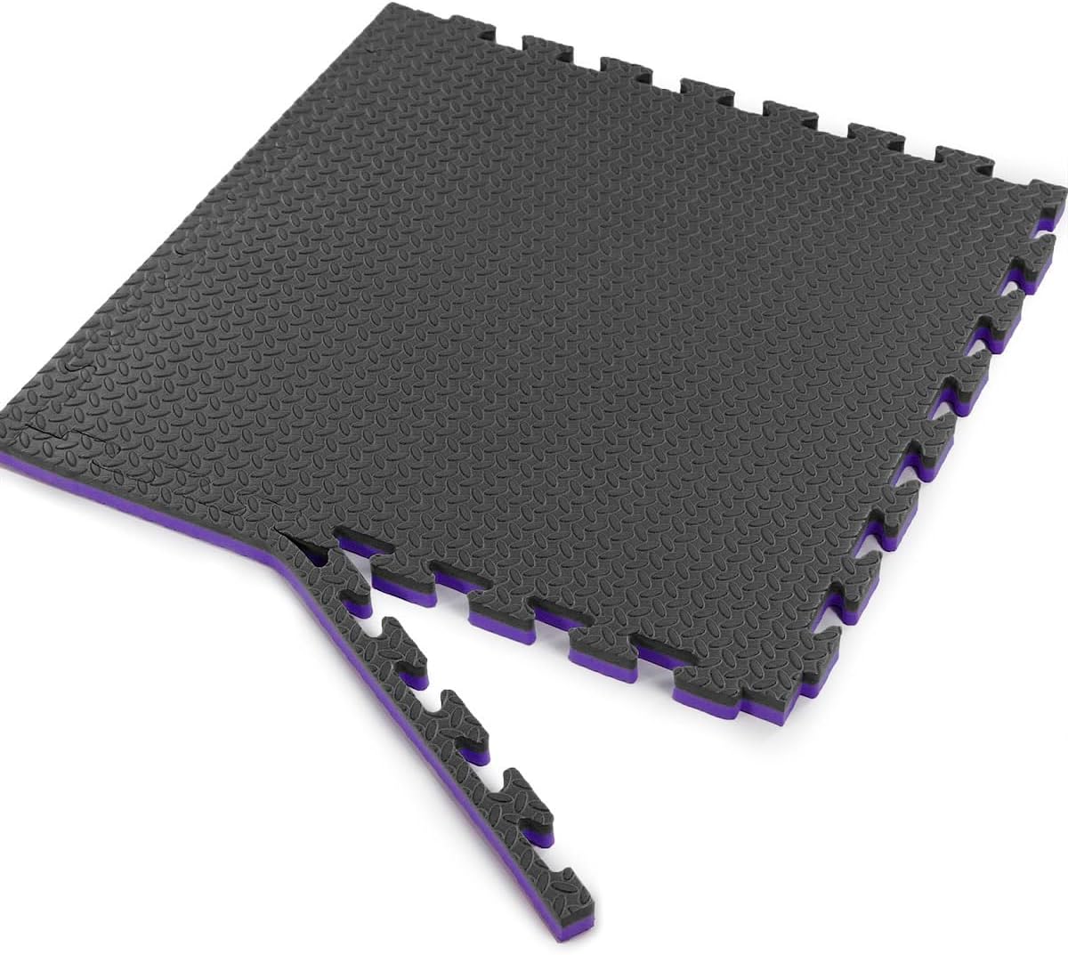 Xspec 1" Extra Thick 48 sq ft Reversible EVA Gym Foam Floor Mat Tiles (24" x 24"), Steel Pattern