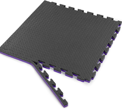Xspec 1" Extra Thick 48 sq ft Reversible EVA Gym Foam Floor Mat Tiles (24" x 24"), Steel Pattern