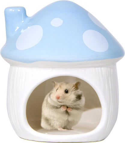 Ceramic Mushroom Hamster Hideout - Hamster Habitat for Hamsters Chinchillas Hedgehogs and Gerbils