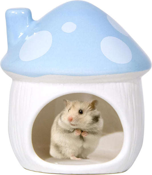 Ceramic Mushroom Hamster Hideout - Hamster Habitat for Hamsters Chinchillas Hedgehogs and Gerbils