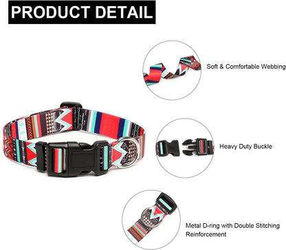 Mercano Adjustable Dog Collar - Special Design Patterns, Soft Nylon Comfortable Durable Pet Collar