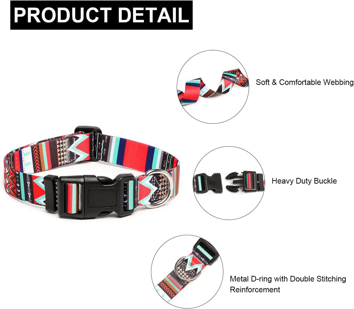 Mercano Adjustable Dog Collar - Special Design Patterns, Soft Nylon Comfortable Sturdy Pet Collar