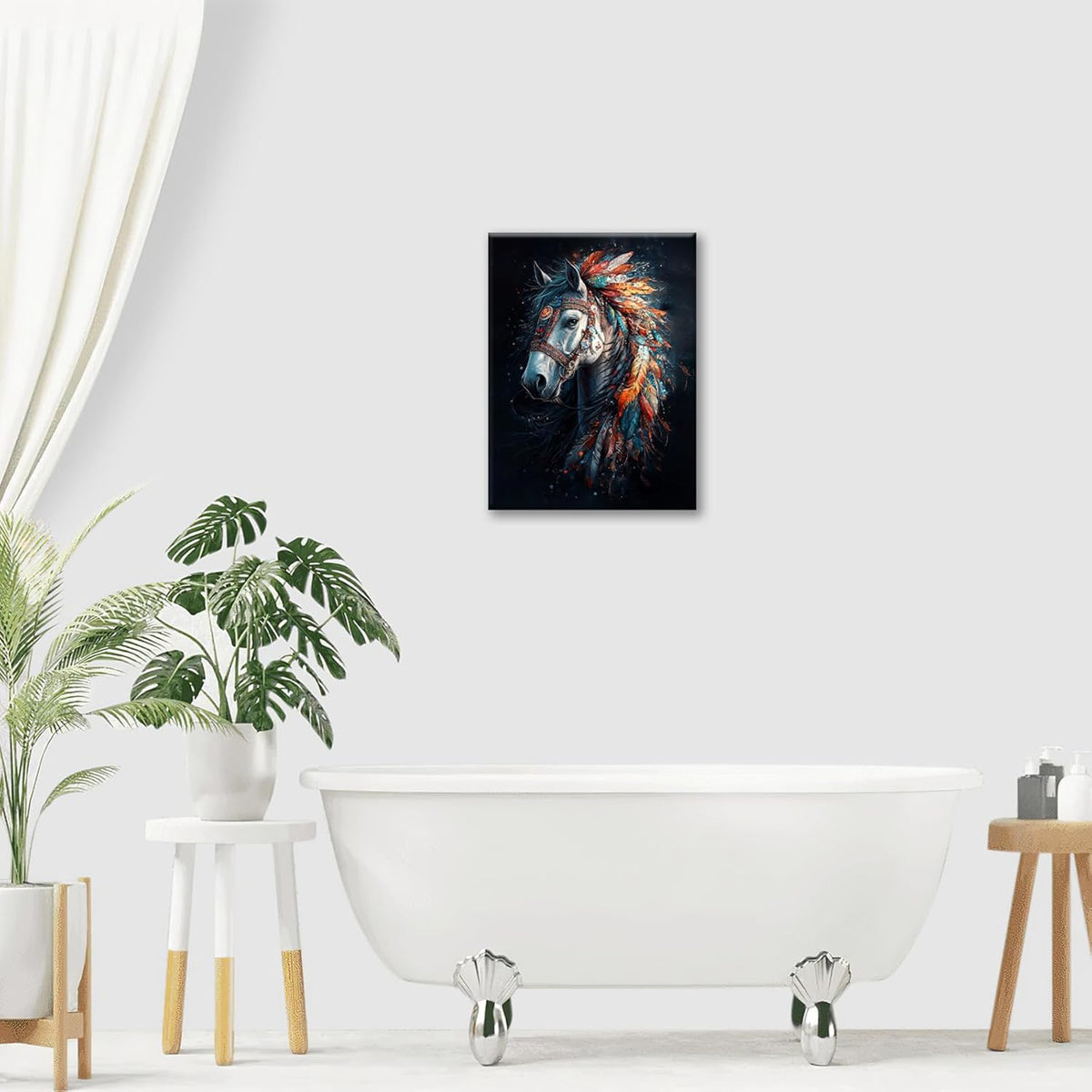 Horse Pictures Wall Art, Horse Animal Bathroom Wall Decor, Aesthetics Modern Framed Painting