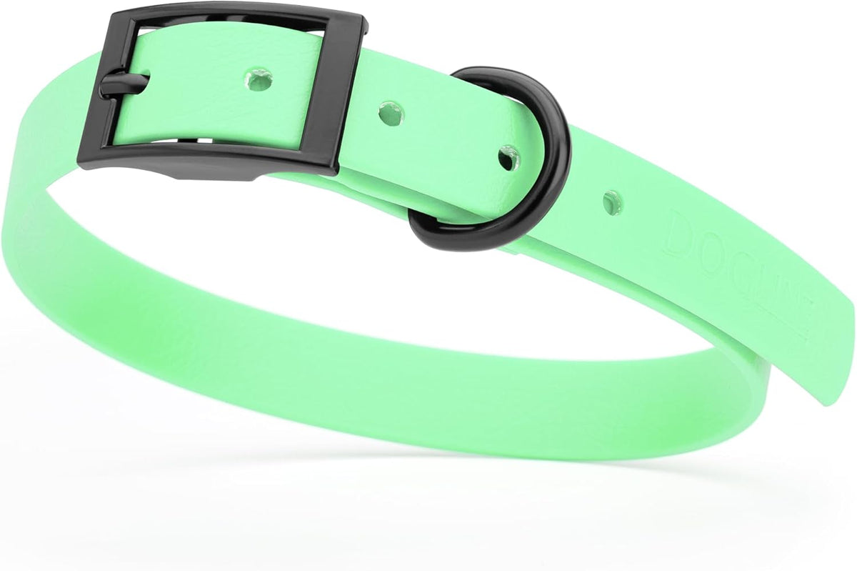 Dogline Biothane Waterproof Dog Collar Strong Coated Nylon Webbing with Black Hardware Odor- Proof