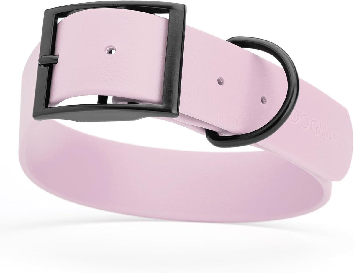 Dogline Biothane Waterproof Dog Collar Strong Coated Nylon Webbing with Black Hardware Odor- Proof