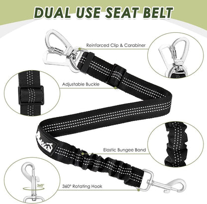 SlowTon Dog Seat Belt Harness for Car, Dog Car Harness Adjustable Mesh Breathable & Dog Seatbelt