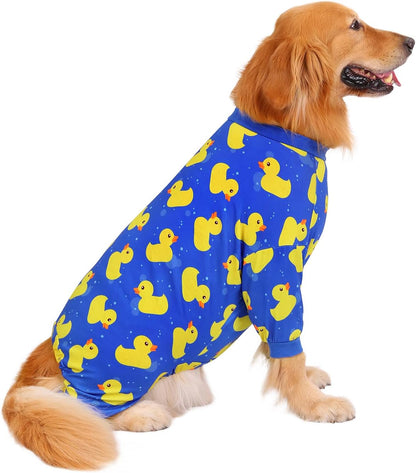 HDE Dog Pajamas One Piece Jammies Jumpsuit Pet Clothes Outfit Stretchy Lightweight Comfy Shirt Pjs