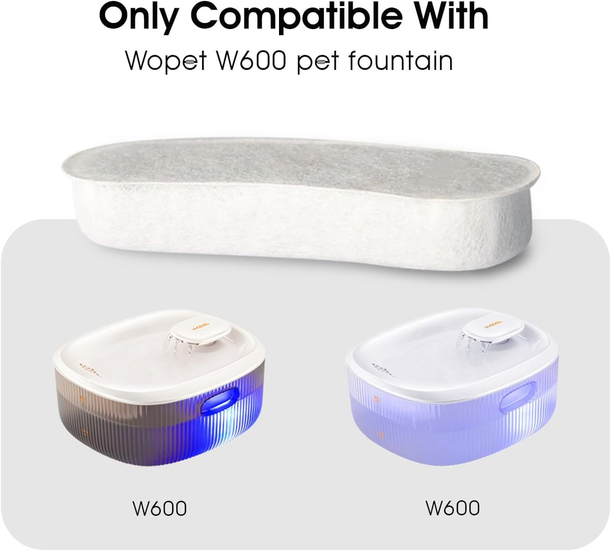 Dog Water Fountains by WOPET, 4 Pcs Pet Water Fountain Filters for W600 Dog Fountain, Large Dog