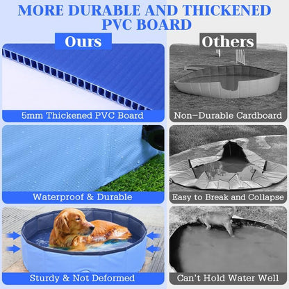 Foldable Dog Bath Swimming Pool Plastic Kiddie Pool Professional Tub Collapsible Grooming Bathtub