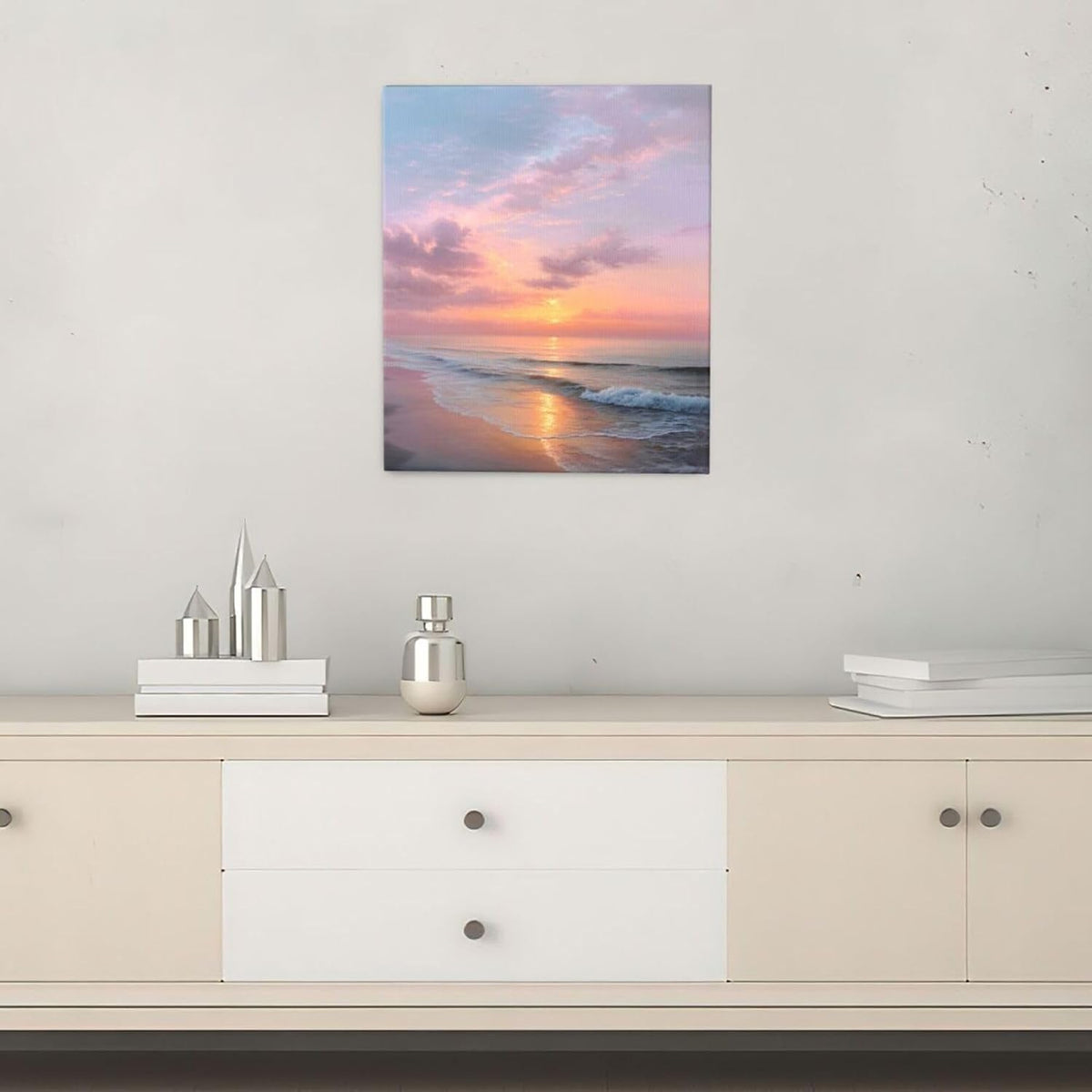 Beach Sunset Wall Art Ocean Coastal Scenery Wall Decor Seascape Picture Canvas Landscape Painting