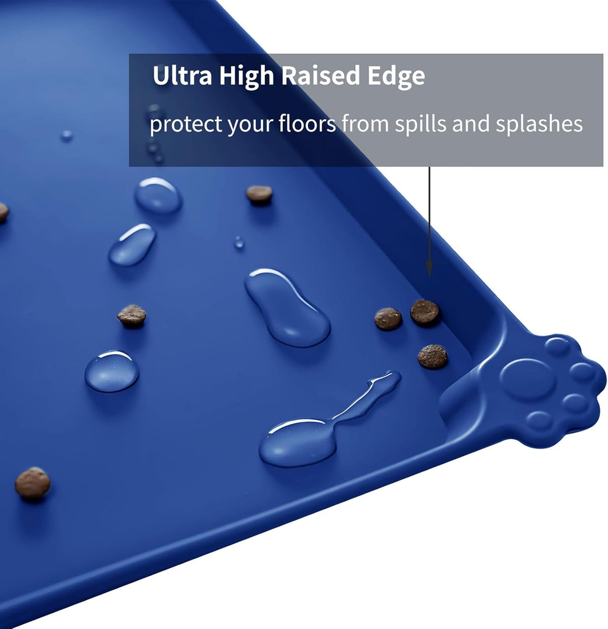 Waterproof Pet Feeding Mat with High Raised Edges, Heavier and Thicker Placemats for Cat Dog Water
