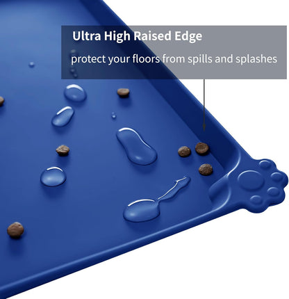 Waterproof Pet Feeding Mat with High Raised Edges, Heavier and Thicker Placemats for Cat Dog Water