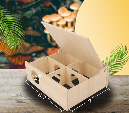 Hamster and Mouse Wooden Tunnel Cage Secret Peep Shed and Explore Hideout Flip Cover Design Hamster