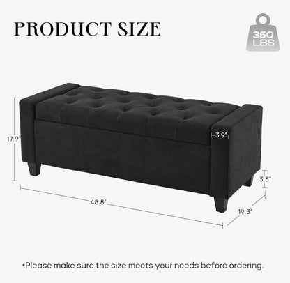 Ottoman with Storage, 48.8" Fabric Storage Ottoman Bench with Hinge, Bedroom Bench, Upholstered