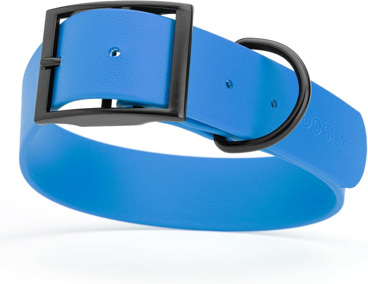 Dogline Biothane Waterproof Dog Collar Strong Coated Nylon Webbing with Black Hardware Odor- Proof