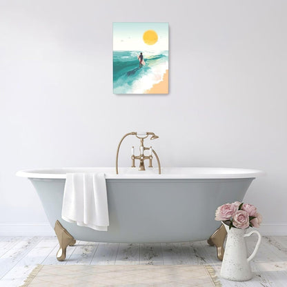 Beach Surfing Wall Art Ocean Coastal Wave Canvas Wall Decor Summer Nature Seascape Pictures