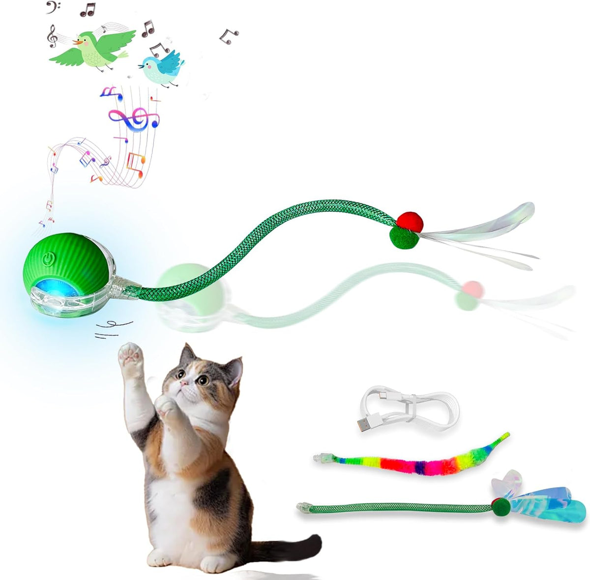 New Upgraded Cat Ball Toy - Speedy Tail 2.0 Cat Toy, Interactive Cat Toy Ball, Stimulating Toys and