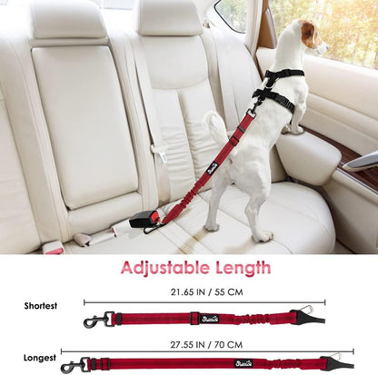 SlowTon Dog Seat Belt, Adjustable Dog Safety Belt Leash, 2 in 1 Latch Bar Attachment Dog Car