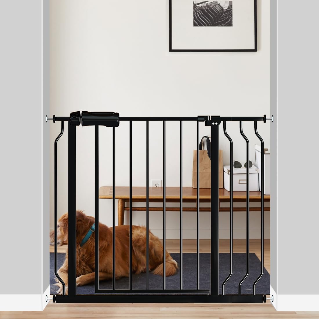 Fairy Baby Walk Through Baby Gate 34-38.5 Inch Wide, Pressure Mounted Safety Gate with Door No