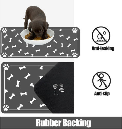 Large Pet Feeding Mat, Absorbent Quick Dry Dog Mat for Food and Water Bowl, Non Skid Cat Bowl Mat