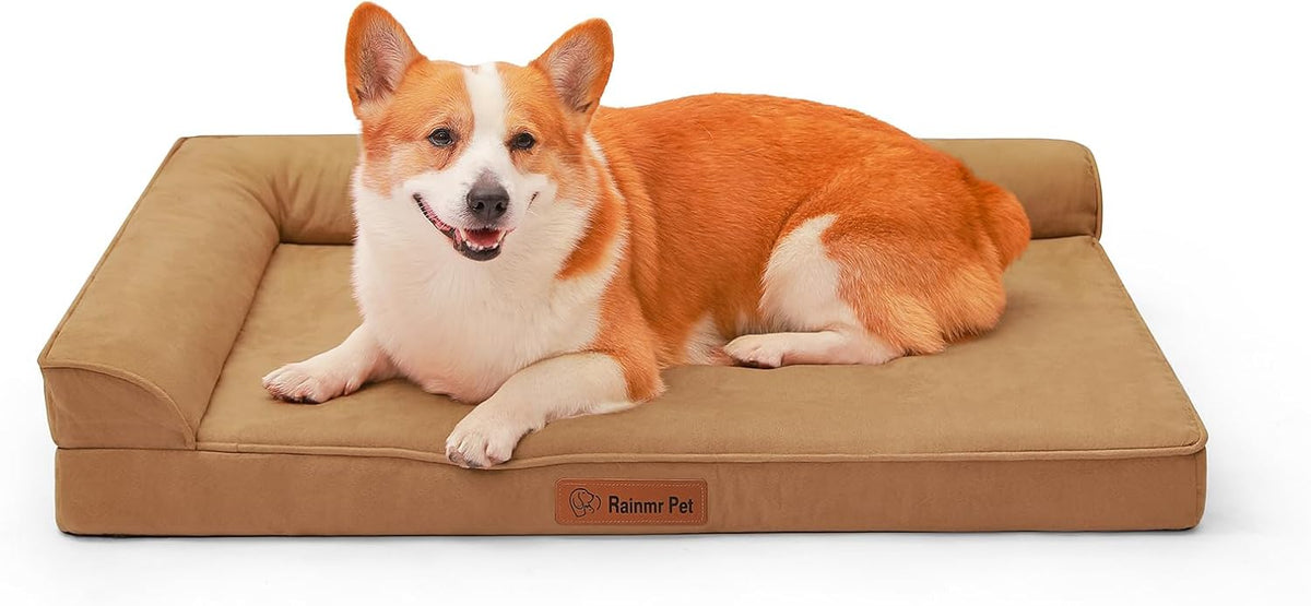 Upgraded Large Dog Bed, 3" Memory Foam with Waterproof Liner, Chew Resistant Microsuede Cover