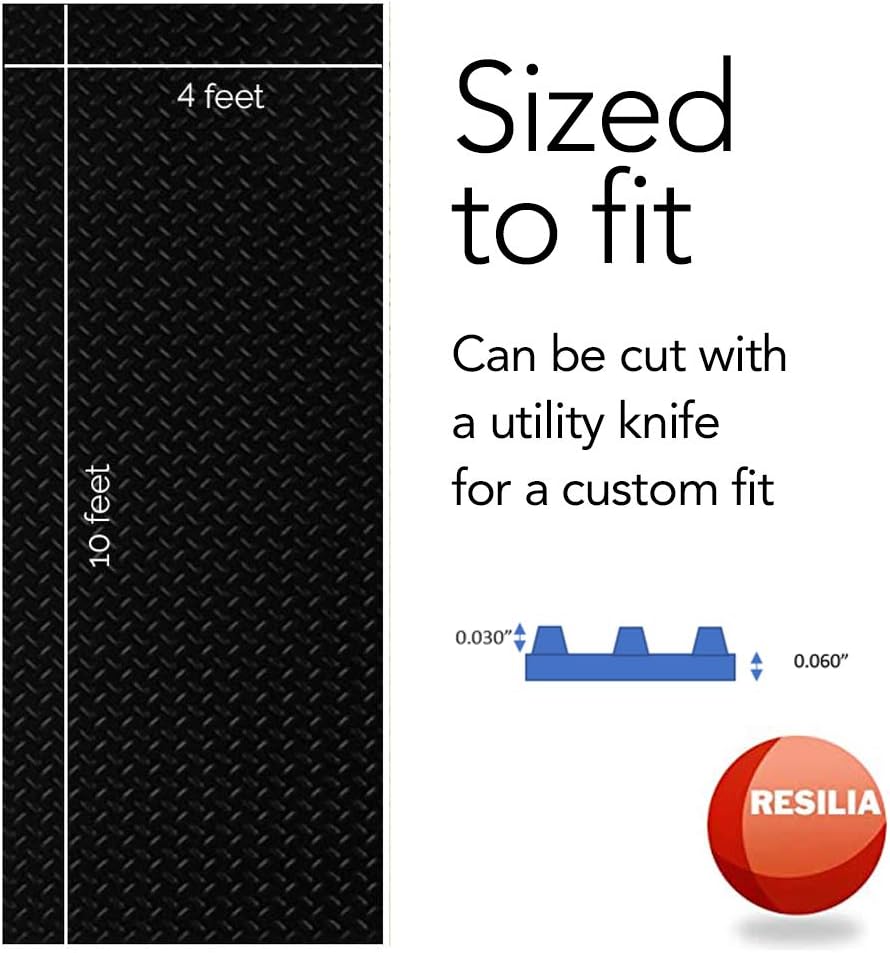 RESILIA Heavy Duty Garage Floor Runner & Protector Mat - Slip Resistant Diamond Plate PVC Mats