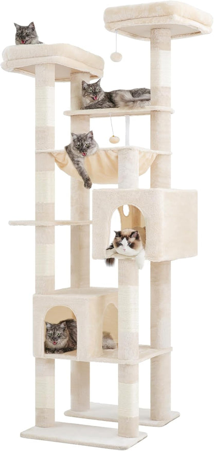 Hey-brother Tall Cat Tree Tower, Heavy Duty Scratching Posts with Large Platforms, Cozy Condos, Big