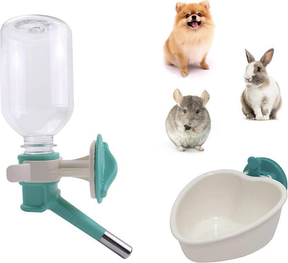 Choco Nose Patented No-Drip Water Bottle/Feeder and Detachable Food Dish Set for Puppies/Toy Breed