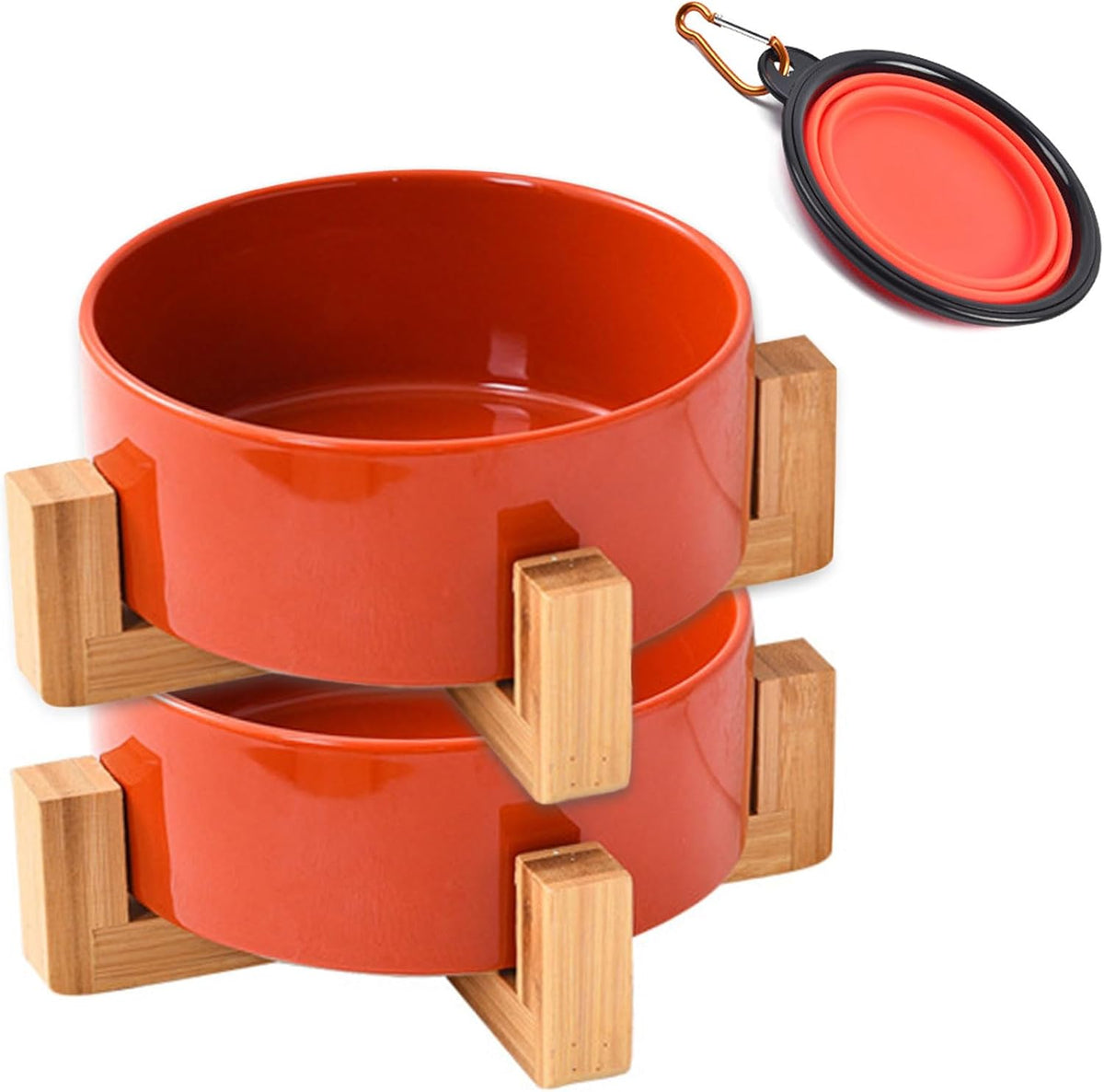 Petygooing Ceramic Dog Bowl Set with Stand,Small Dog Bowls,Cat Dog Food and Water Bowl,Anti -Slip